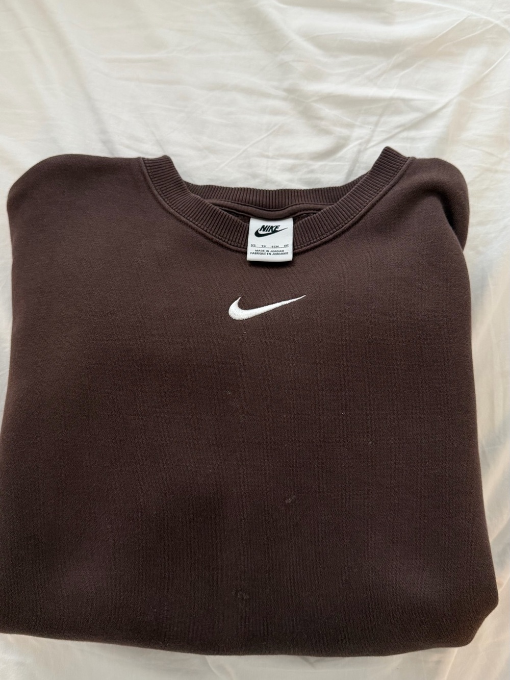 Nike Men’s Crewneck Sweatshirt - Dark Brown with White Swoosh